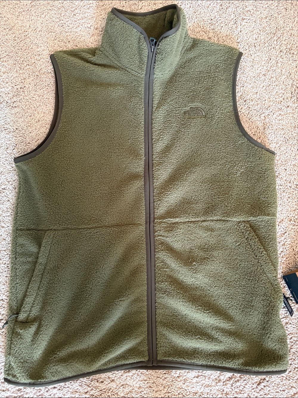 The North Face Olive Fleece Zip Vest